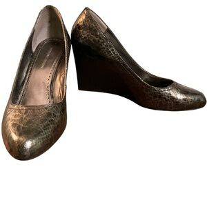 Adrienne Vittadini Media 2 Snakeskin Embossed Leather Wedge